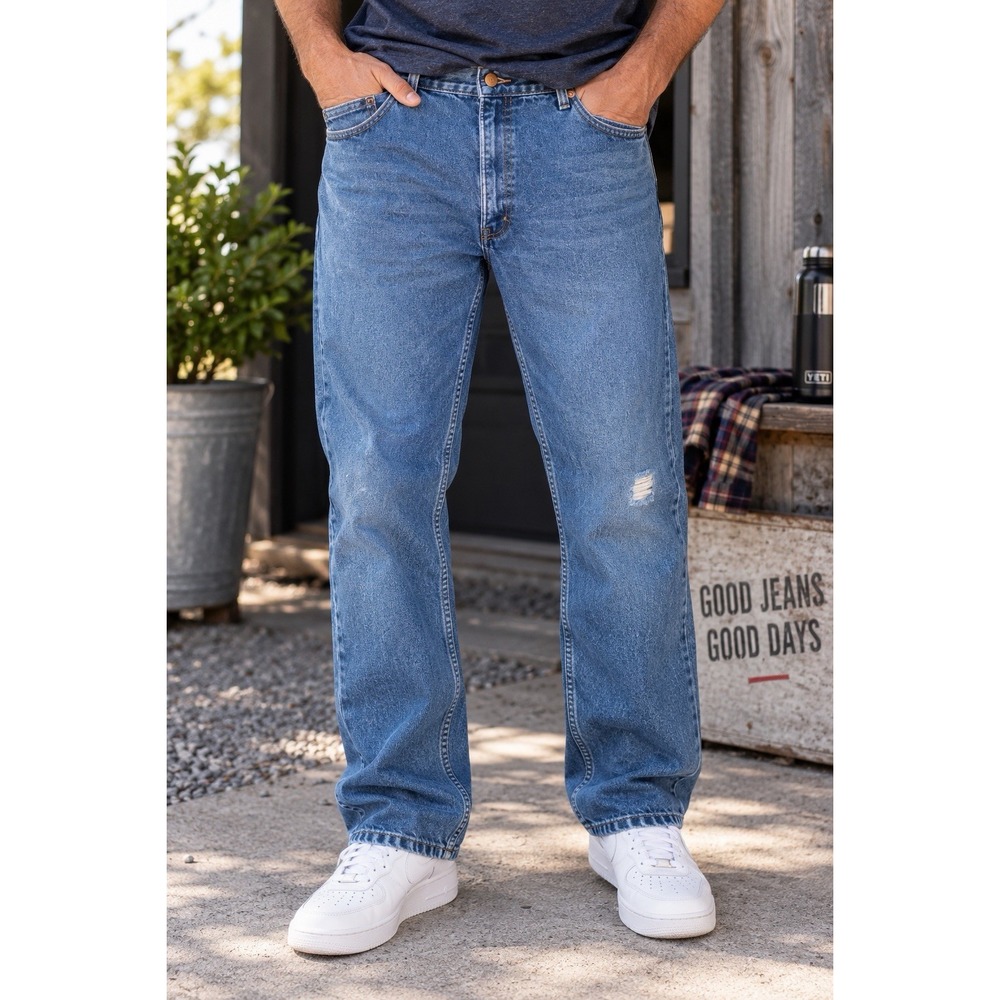 Wrangler Rugged Wear 35001AI Mens Jeans 42x32 Relaxed Fit Straight Leg Denim